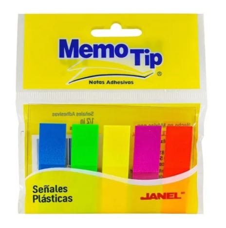 Banderitas adhesivas en punta 5 colores-transparentes